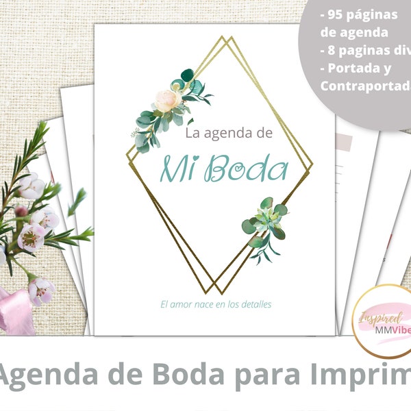 Agenda de bodas para imprimir, Agenda de bodas en PDF, planificador de bodas para imprimir, agenda de boda, agenda para la novia, novias