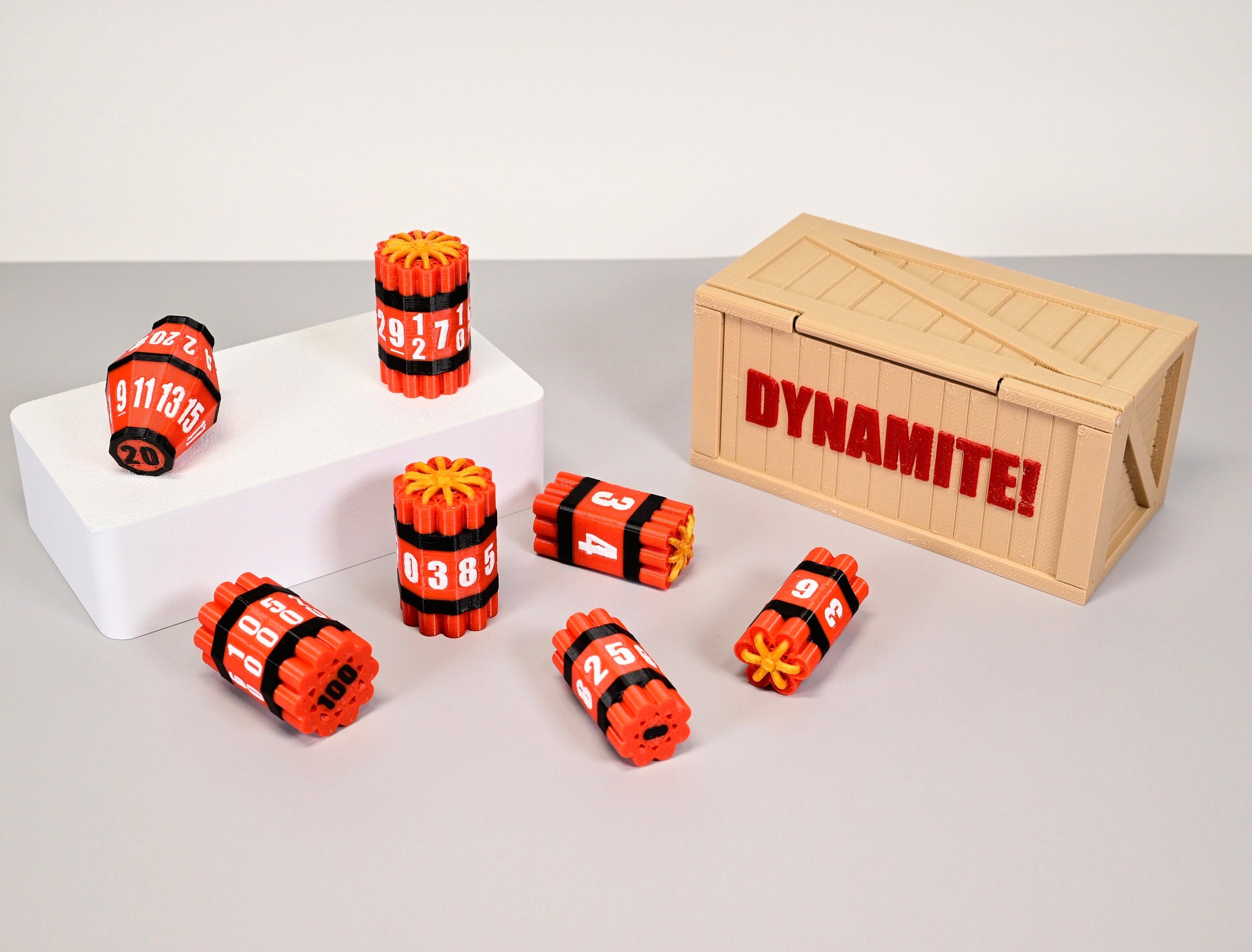 Set of 7 TNT Shaped Polyhedral Dice (D4-D100) - Etsy