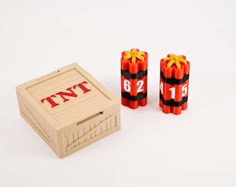 Set of 2 Tall D6 TNT Bundle Dice with Dice Crate