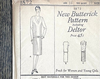 Vintage Sewing Pattern 1920s 20s Drop Waist Dress Reproduction // 3 Styles // Contrast Bands // Art Deco Details // Bust 34 - Etsy Vintage Sewing Pattern 1920s 20s Drop Waist Dress Reproduction // 3 Styles // Contrast Bands // Art Deco Details // Bust 34 - Etsy