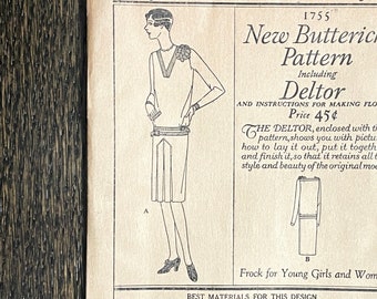 1920s vintage Butterick 1755 dress unprinted pattern * bust 34 * size 17 * 1928 1920’s 20s 20’s unused