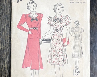 1930s vintage Advance 1714 dress unprinted pattern * bust 30 * size 12 * 1930’s 30s 30’s