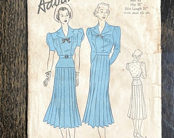 1930s vintage Advance 1828 dress unprinted pattern * bust 32 * size 14 * 1930’s 30s 30’s