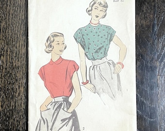 1940s vintage Advance 5117 shirt blouse top unprinted pattern * bust 32 * size 14 * 1949 1940’s 40s 40’s unused