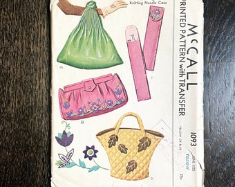 1940s 40s vintage McCall’s McCalls McCall 1093 purse handbag bag clutch knitting case printed pattern * 1943 1940’s 40’s 1940’s