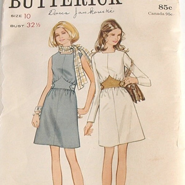 1960s 60s vintage Butterick dress pattern 5747 bust 32 1/2 size 10 1960’s 60’s