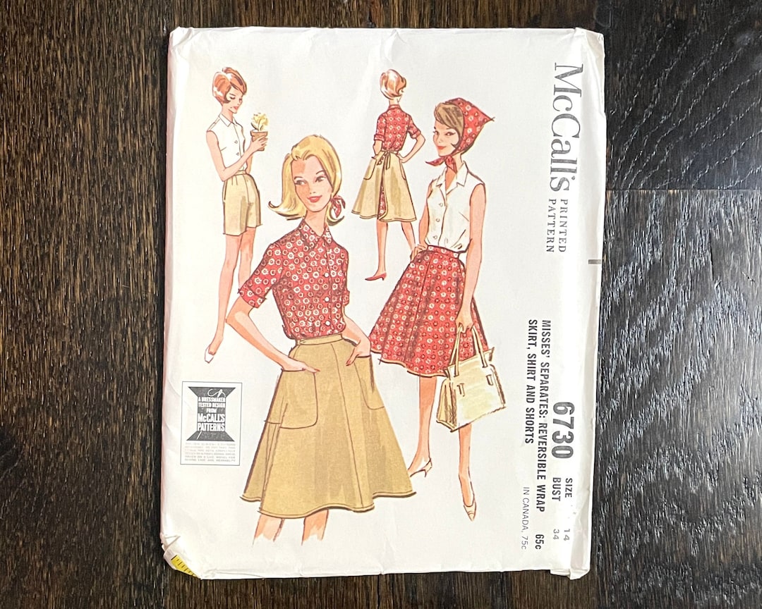 1960s 60s Vintage Mccalls Mccalls 6730 Wrap Skirt Shirt Shorts Pattern ...