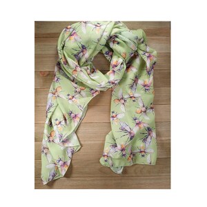 Chiffon scarf, honeybee print, 100% recycled plastic, polyester, accessories, horticulture, pollinator lovers, sustainable