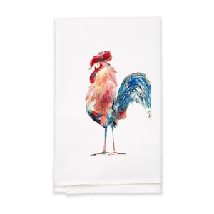 Rooster Art Print Kitchen Tea Towel: Farmhouse Decor Gift