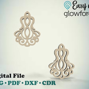 Glowforge Earrings wood SVG DXF Laser File, Earrings Cut File, Earring Cut File dxf, cdr, pdf - svg for Cricut Earrings SVG Instant Download