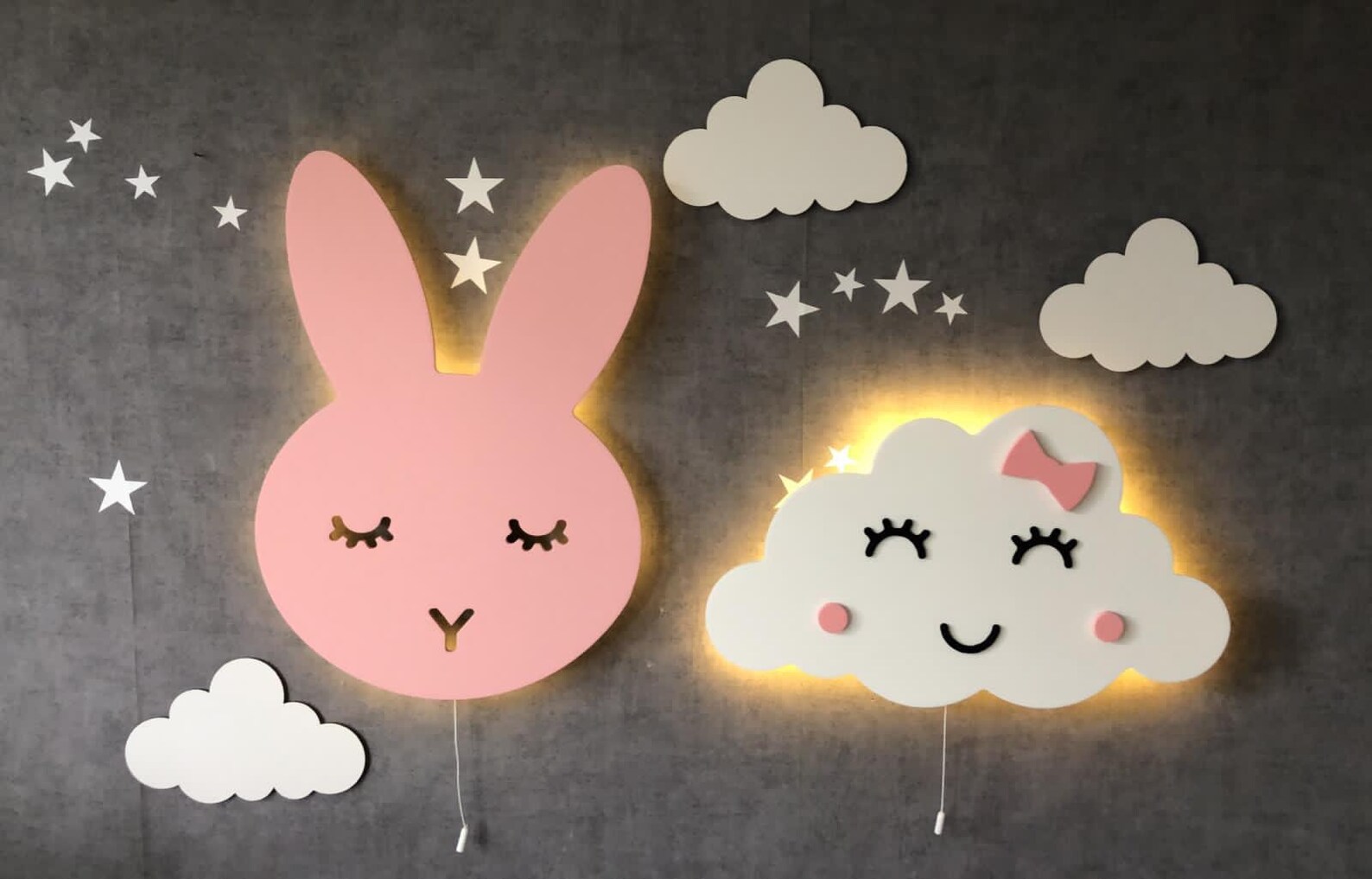 Rabbit Lamp / Nursery Wall Lamp / Bunny Night Light 3 Small Etsy