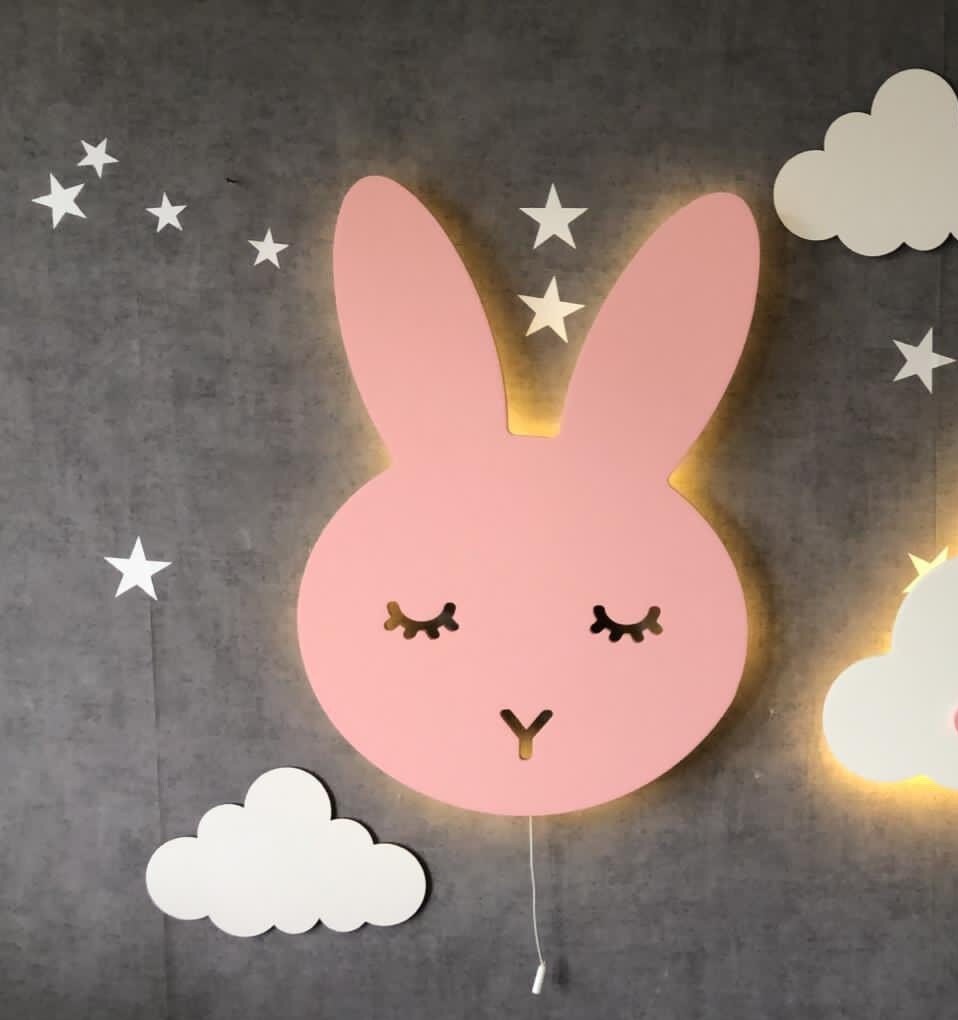 Rabbit Lamp / Nursery Wall Lamp / Bunny Night Light 3 Small Etsy