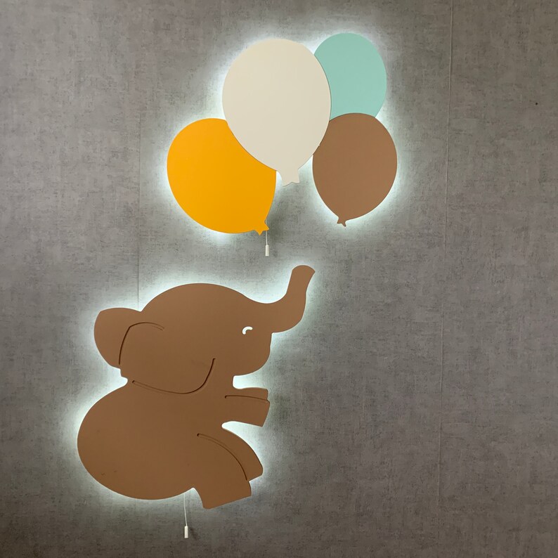Nursery Light Set / Elephant Balloons Lamps Cloud Wall Lamp Etsy