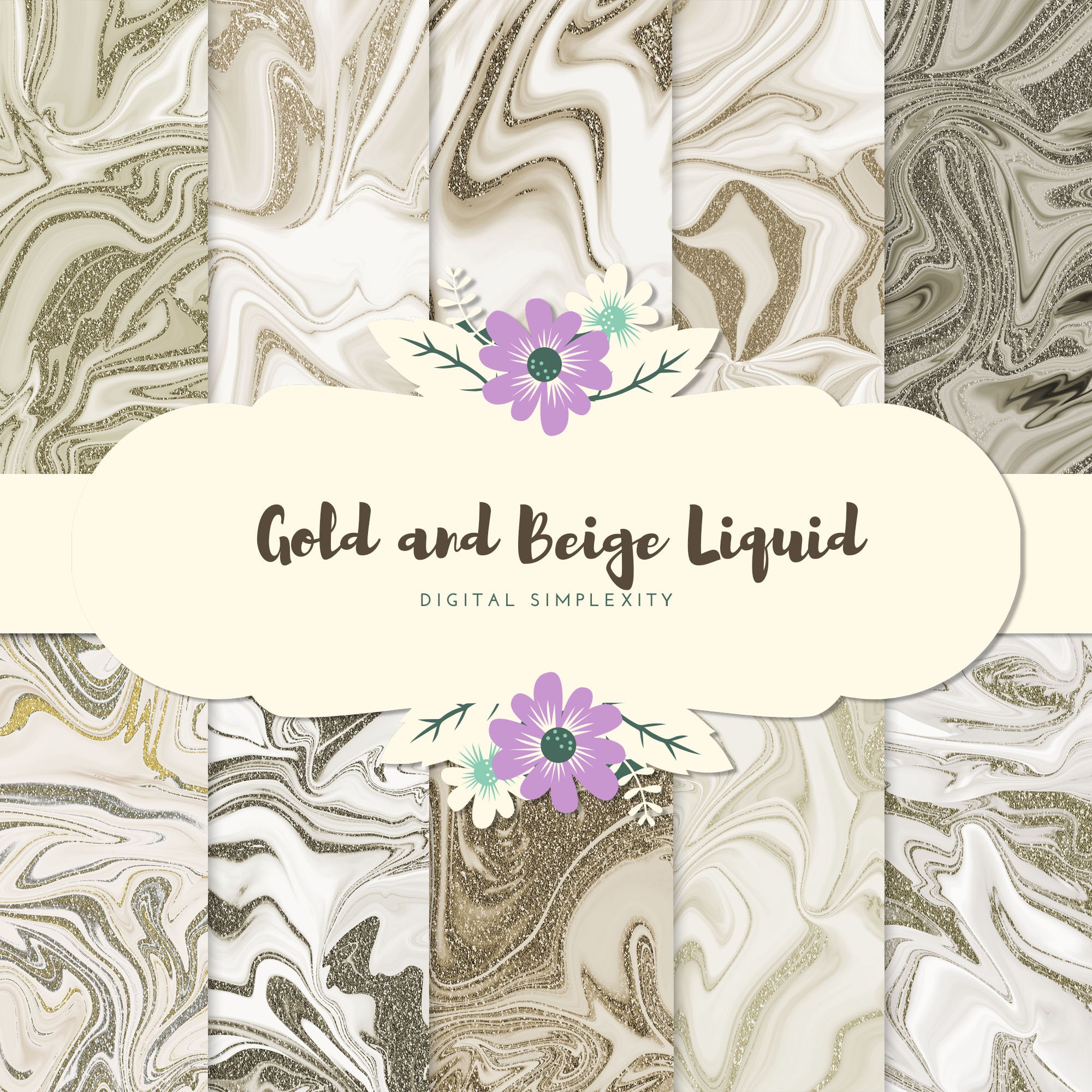 Gold Liquid Marble Digital Paper Scrapbook Paper Luxury Etsy