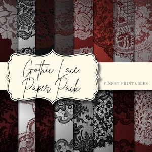 Lace Digital Paper | Black Lace Scrapbook Paper | Gothic Wrapping Paper Pack  | Digital Images | Digital Download | Instant Download