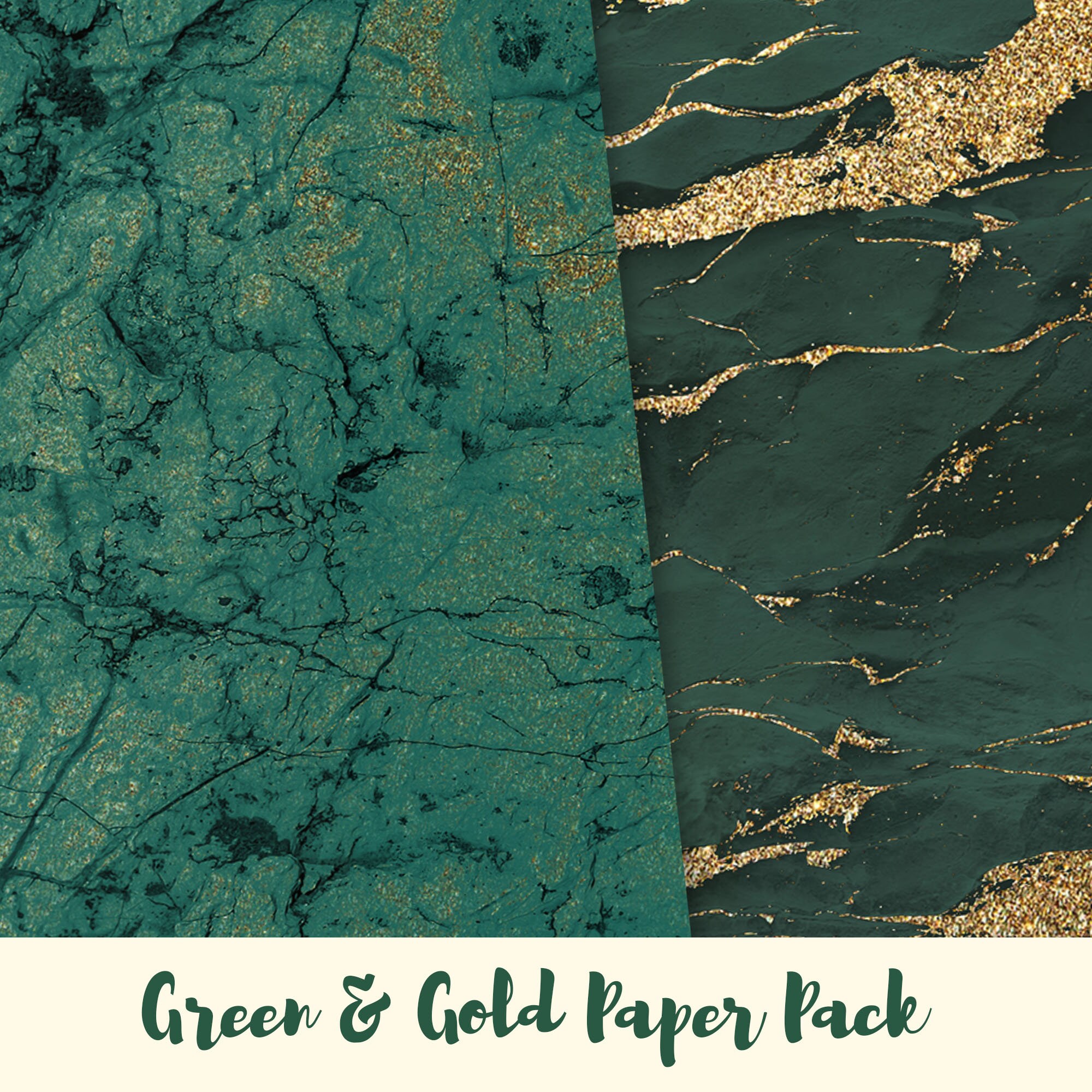 Gold and Green Digital Paper Wrapping Paper Scrapbook Etsy