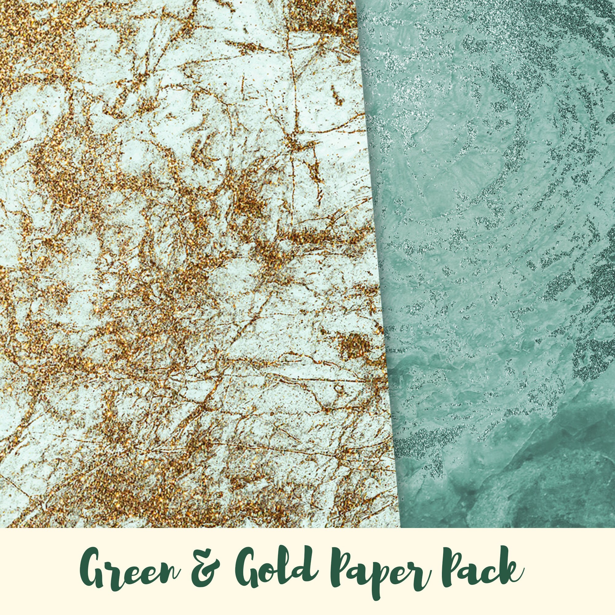Gold and Green Digital Paper Wrapping Paper Scrapbook Etsy