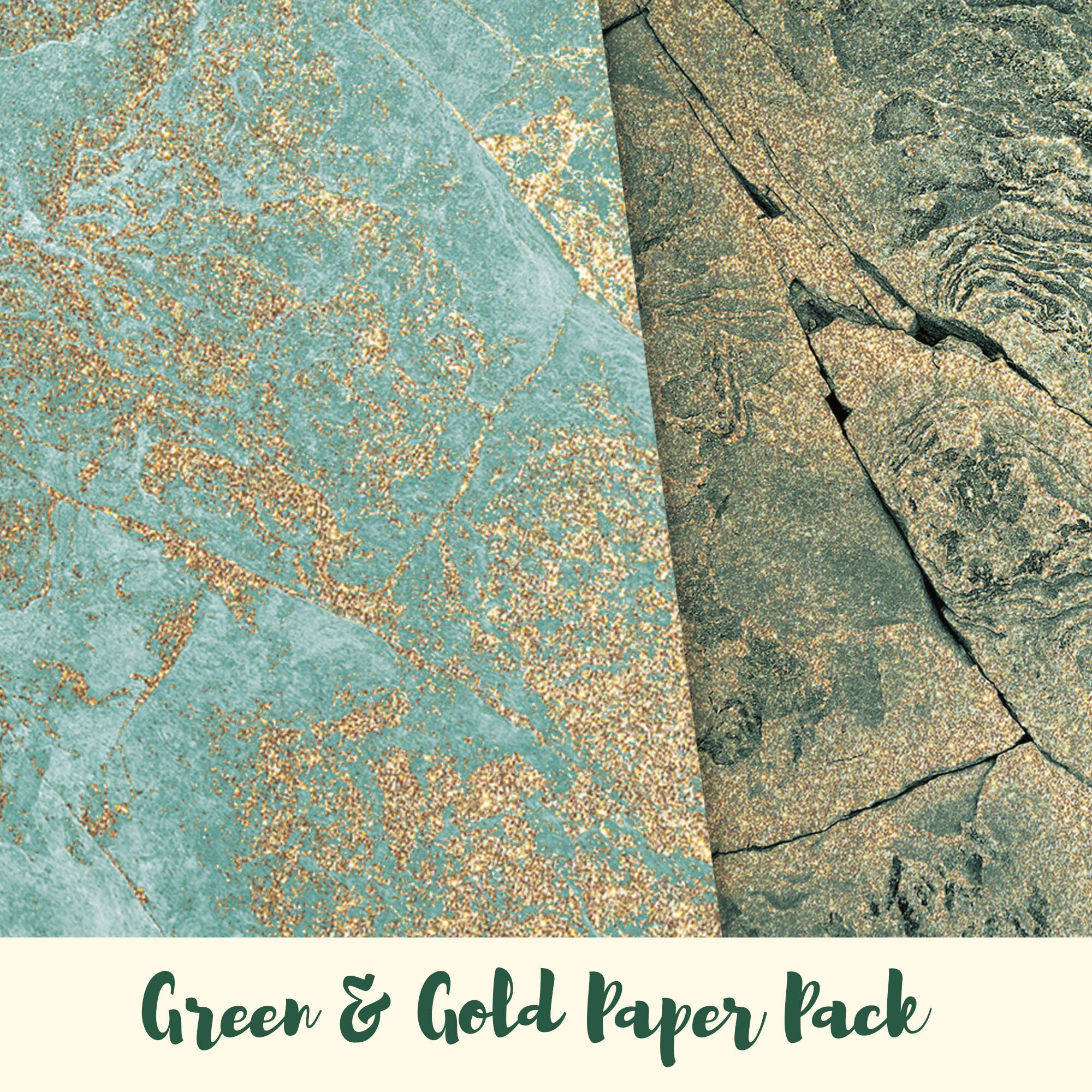 Gold and Green Digital Paper Wrapping Paper Scrapbook Etsy