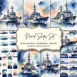 Navy Ship Junk Journal Kit: Nautical Scrapbook Printables (Digital Download)