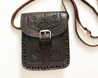 Bolsa de ombro de couro unissex com ferramentas, bolsa pequena