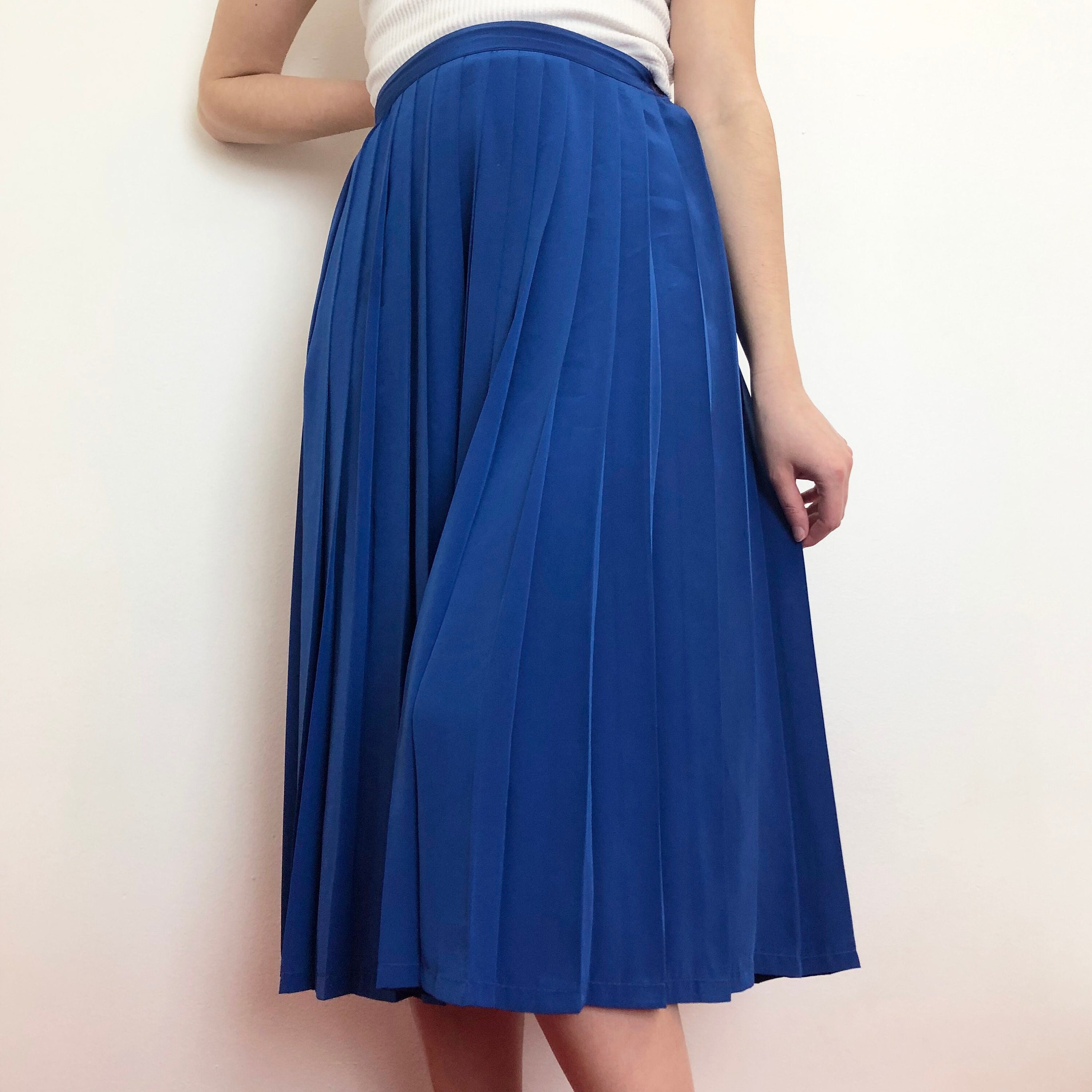 Petrol blue pleated skirt zara hotsell