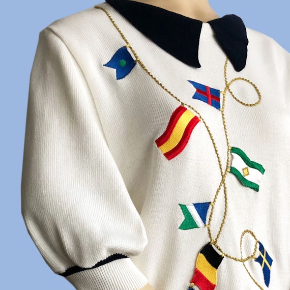 Vintage Embroidered Nautical Blouse, Dino Valiano… - image 1