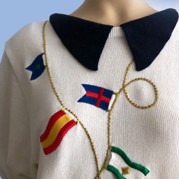 Vintage Embroidered Nautical Blouse, Dino Valiano… - image 5