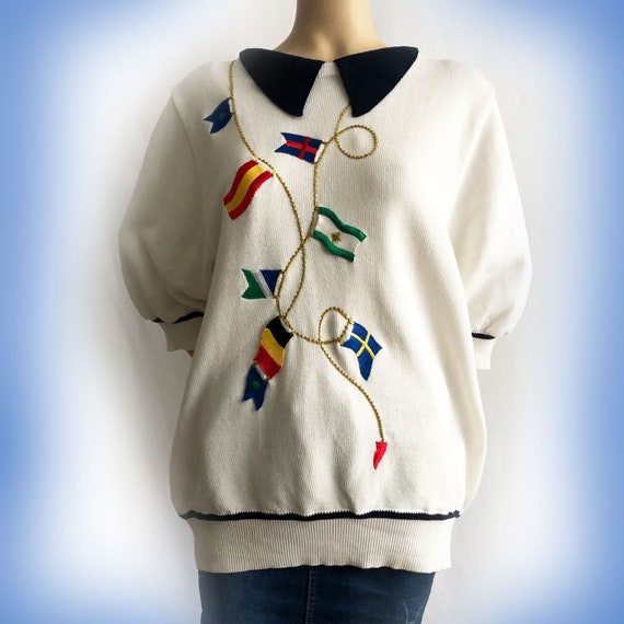 Vintage Embroidered Nautical Blouse, Dino Valiano… - image 3