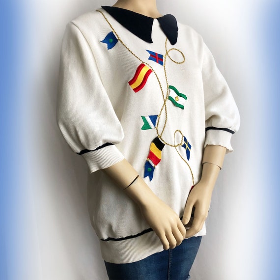 Vintage Embroidered Nautical Blouse, Dino Valiano… - image 2