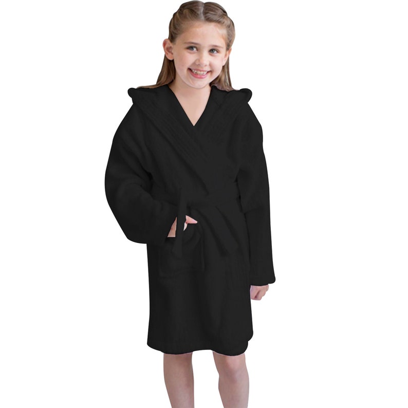 Kids Dressing Gown Hooded Toweling Robe 100 Cotton Terry Etsy