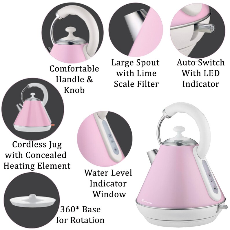 Electric Kettle Portable Pink Kettles Cordless Stainless Steel Etsy