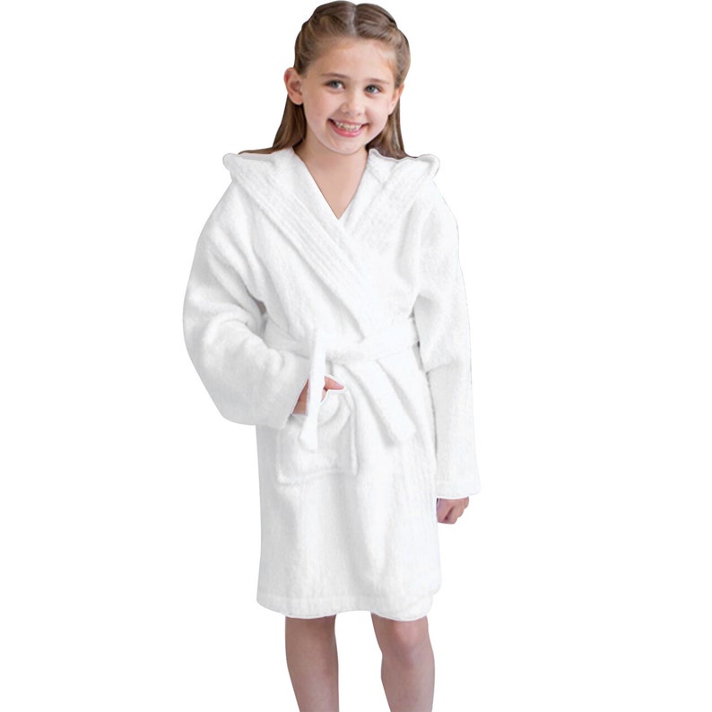 Kids Dressing Gown Hooded Toweling Robe 100 Cotton Terry Etsy