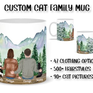 Personalized cat mug, Cat lover gift for him, Custom cat mug gift for her, Custom family mug, Custom pet mug, Cat family gift