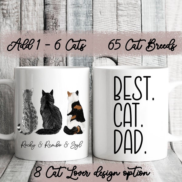 Personalized Cat Dad Mug, Fathers Day Mug, Custom Cat Mug, Cat Lover Gift, Cat Owner Gift, Cat Gift For Men, Gift For Cat Lover