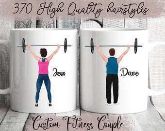 Custom Fitness Couple Mug, Valentines Gift For Him, Custom Workout Cup, Gift For Her For Him, Workout Partners Gift, Weightlifting Boyfriend