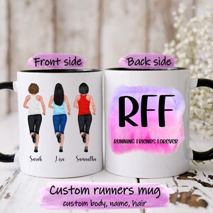 Runner gift for her. Custom runner mug for him. Running team gift idea. RFF Running Friends Forever. Running buddy mug.