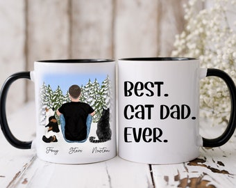 Best Cat Dad Ever | Personalized Cat Dad Mug | Cat Lover Gift | Cat Owner Gift | Cat Father Custom Cat Mug with up to 6 cats