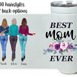 2 sisters and mom custom tumbler, World&#39;s best mom mothers day tumbler, Mom birthday tumbler, Gift for grandma, mother of bride