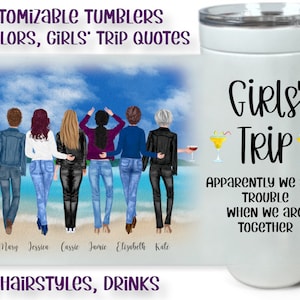 Vacation tumbler personalized. Custom travel mug for girls trip. Besties trip beach tumbler.