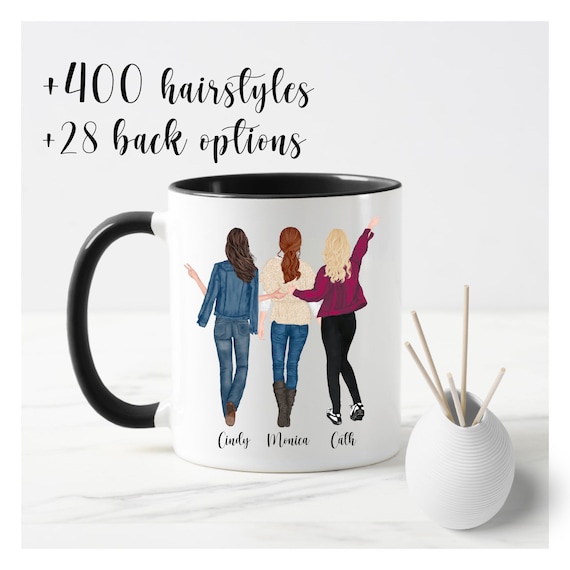 3 Friends Mug, 3 Best Friends Gift, Custom Three Best Friends Mug,  Personalized Coffee Mug for Three Friends, Custom Three Sisters Gift - Etsy