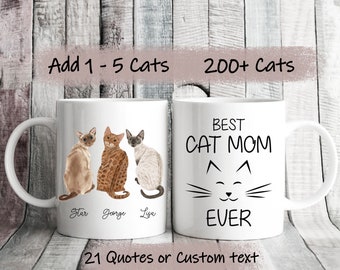 Custom cat mom mug for cat lover mom. Cat owner gift for Mother's Day.