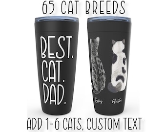 Cat Dad Tumbler, Custom Cat Daddy, Cat Dad Mug, Cat Travel Mug, Best Cat Dad Ever, Cat Custom Name Mug, Custom Pet Portrait, Cat Lover Gift