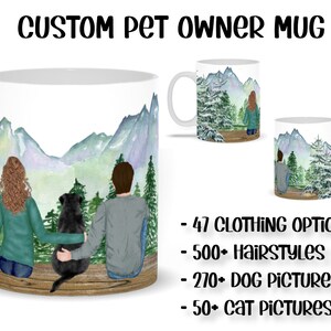 Custom pet mug, Dog owner gift, Pet family portrait, Cat coffee mug, Pet lover mug, Personalized dog mug, Pet Parent Gift
