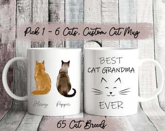 Custom Cat Grandma Mug, Cat Gifts for Cat Lovers, Personalized Cat Mom Mug, Cat Grandma Gifts.