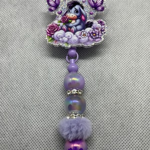 Eeyore badge reel, Eeyore beaded badge reel, retractable badge reel,