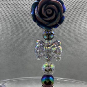 Rose holographic beaded pen, dark holographic beaded pen, elegant beaded pen, bling beaded pen, fancy beaded pen