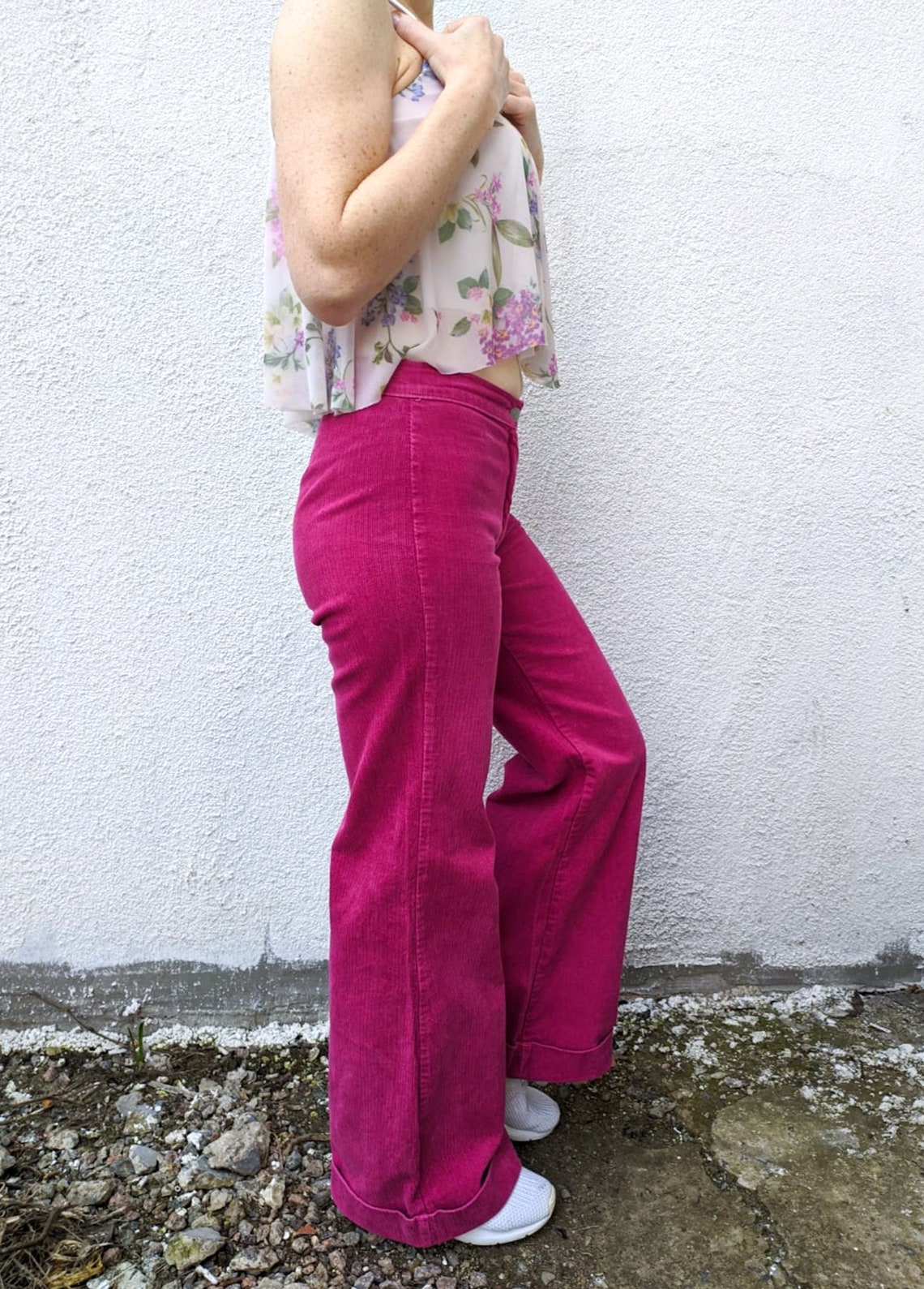 wide leg pink corduroy pants