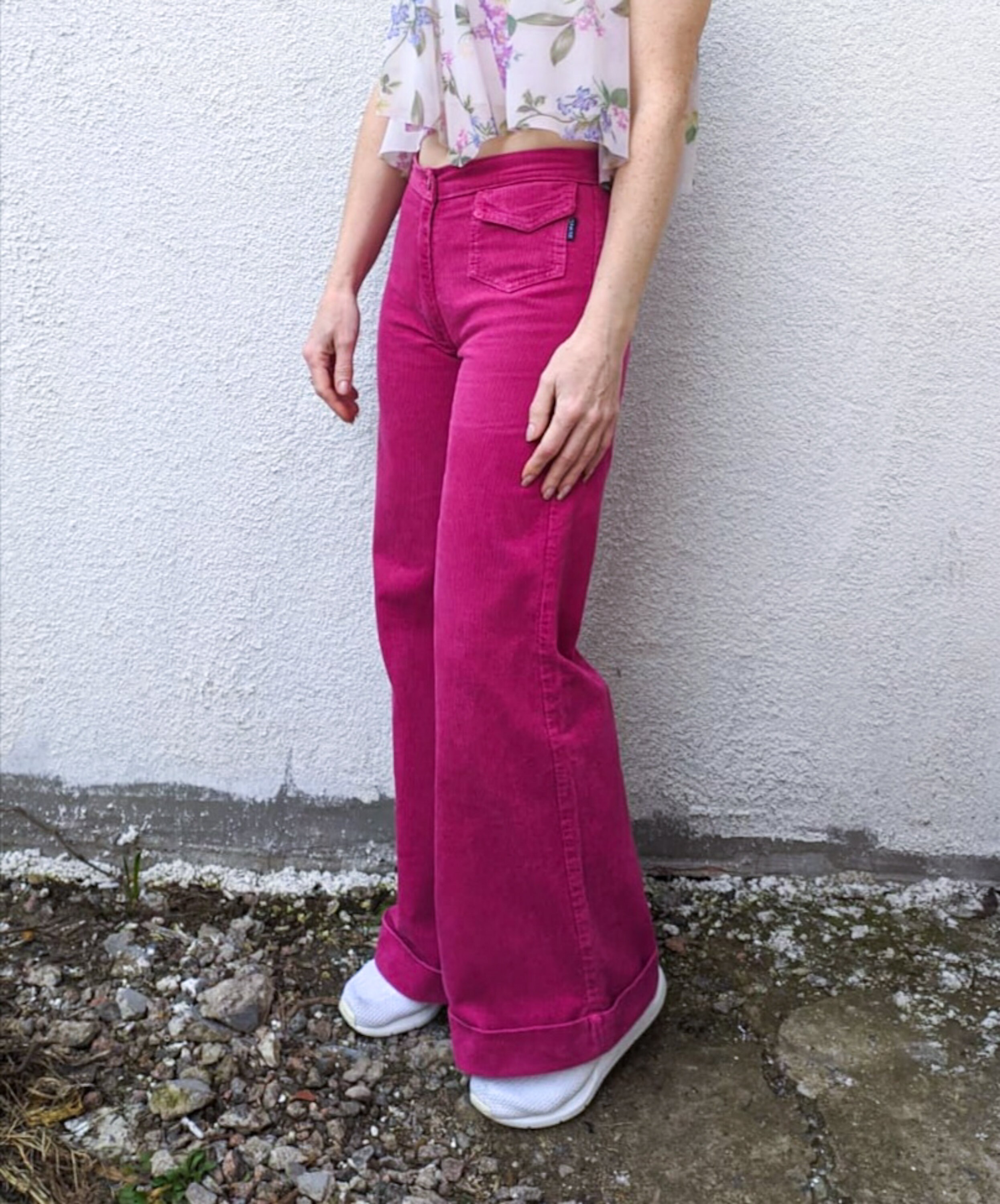 wide leg pink corduroy pants