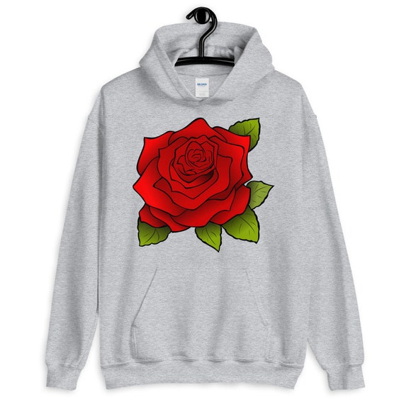 Aesthetic Red Rose Sweatshirt Floral Pullover Fall Sweater Unisex