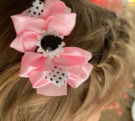 Handmade 3 Pink Bows Hair Ribbon Bow Girls Kids Etsy